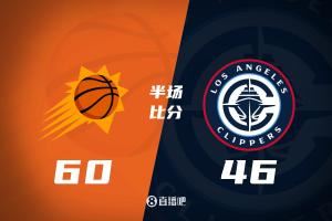半场-布克13+7+7&杰伦·格林伤退 哈登8分 太阳领先快船14分